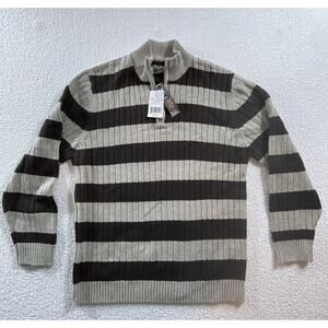 Silver Lake Men’s Striped 1/4 Zip XL Sweater Brown/Tan